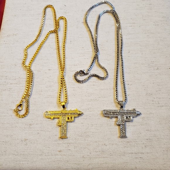 3/$24 Crystal Uzi Pendant Necklace - Picture 8 of 8